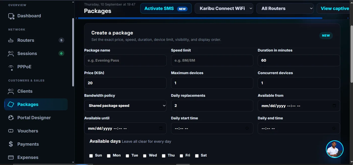 JOJO CONNECT packages view