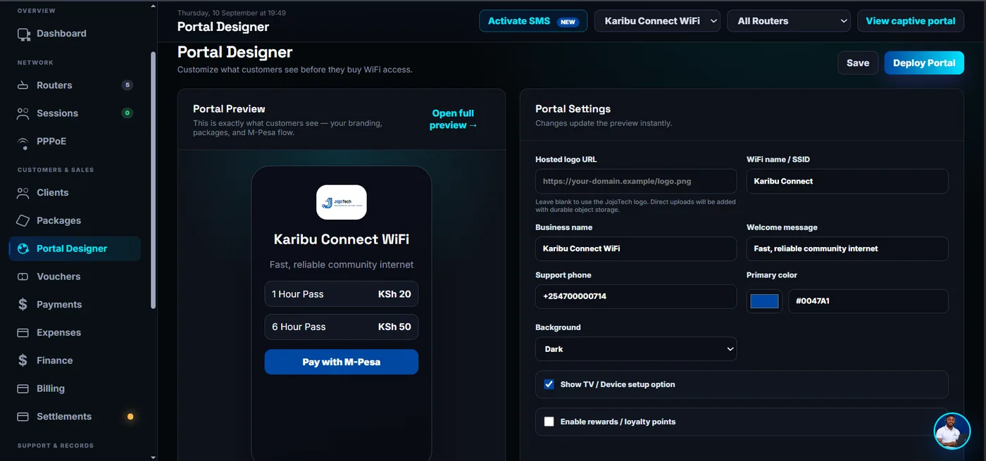 JOJO CONNECT customer portal
